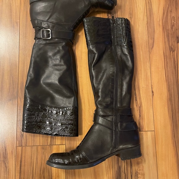 Black women leather boots with lining - Picture 4 of 7